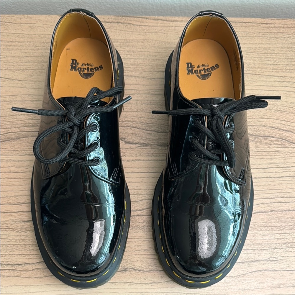 Dr Martens Patent Leather Black Lace-Up Shoes